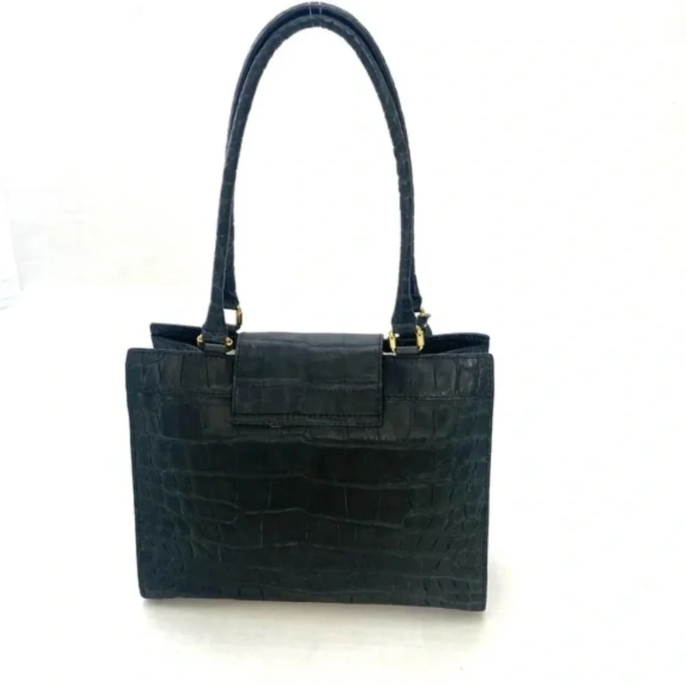 Dooney & Bourke Women’s Blueish/Black Croc Embossed Satchel
